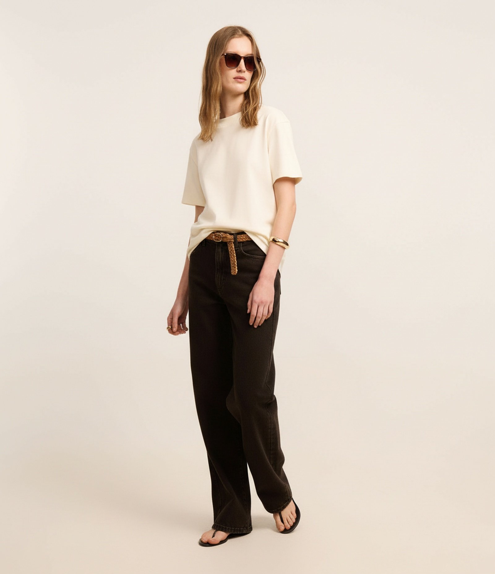 Blusa em Algodão Peruano Interlock com Gola Redonda Creme 4