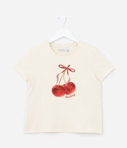 Camiseta Infantil com Estampa de Cerejinhas - Tam 5 a 14 Anos