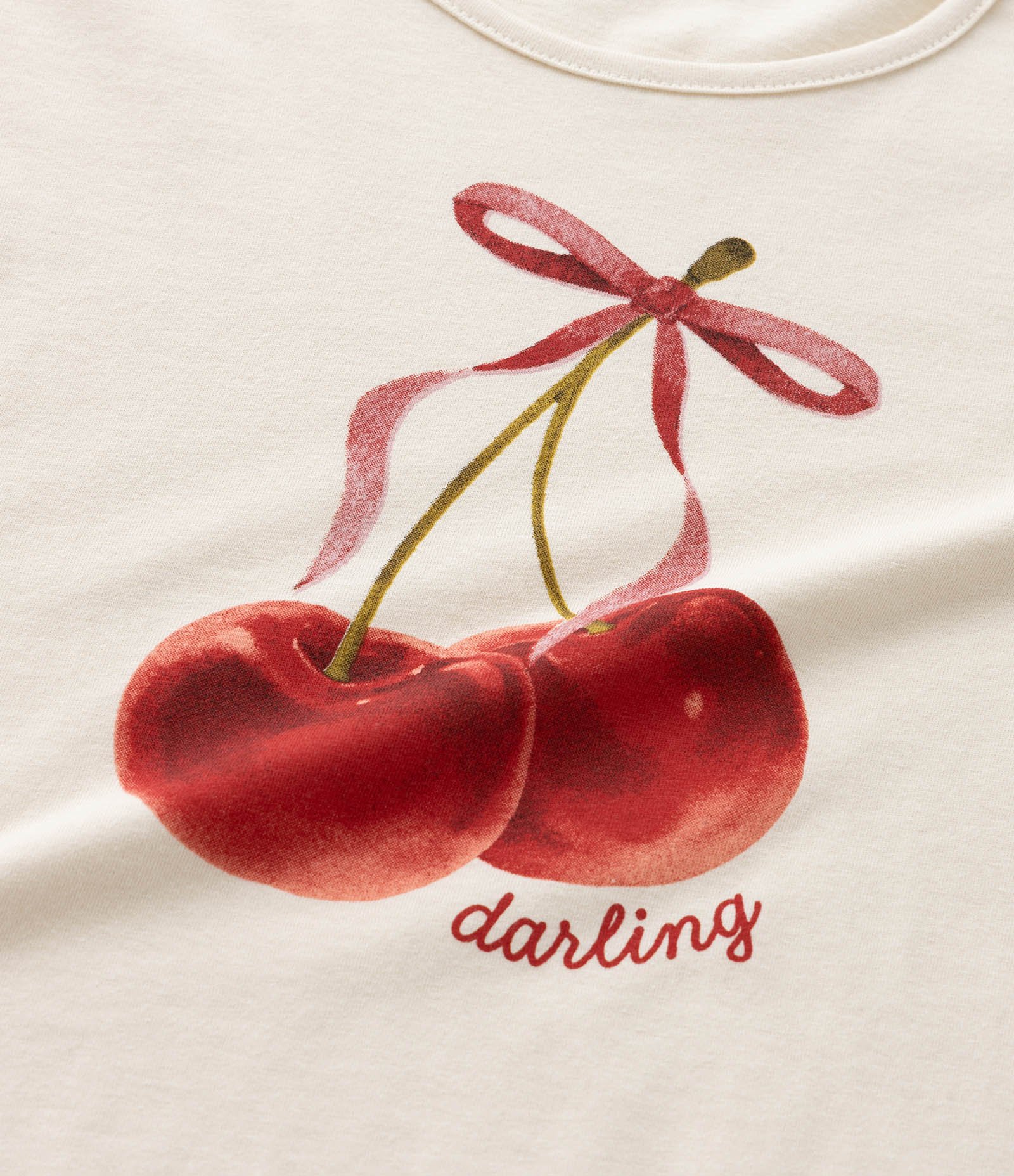 Camiseta Infantil com Estampa de Cerejinhas - Tam 5 a 14 Anos Bege 4