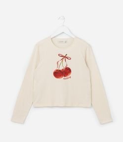 Camiseta Infantil com Estampa de Cerejinhas - Tam 5 a 14 Anos