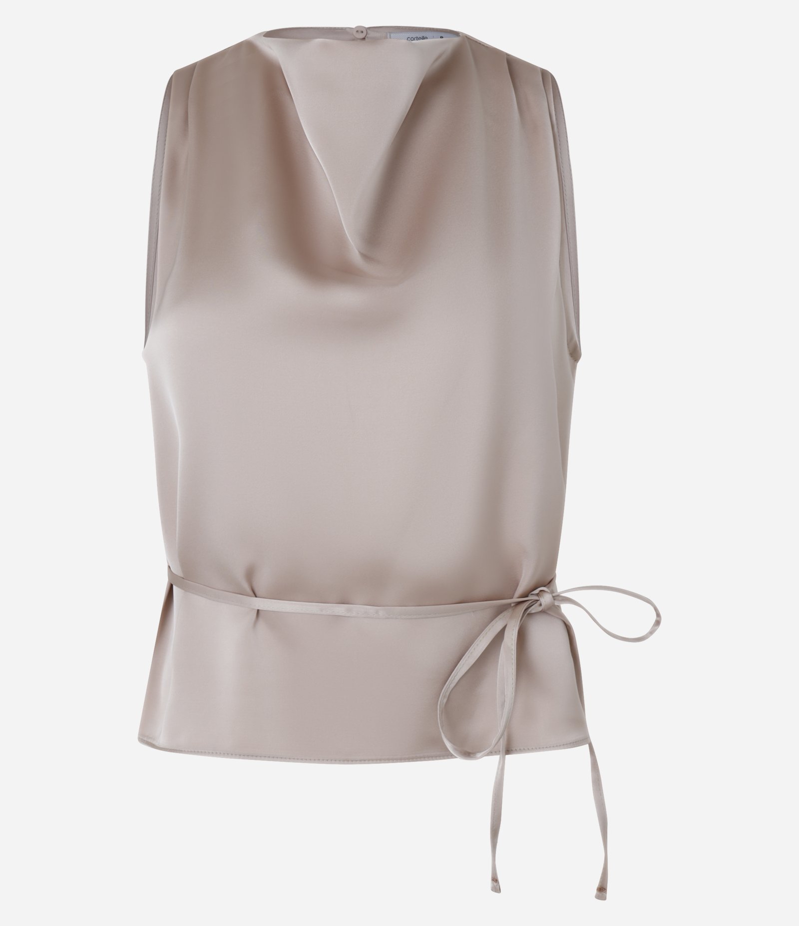 Blusa em Cetim com Gola Degagê e Amarração na Cintura Pêssego 5