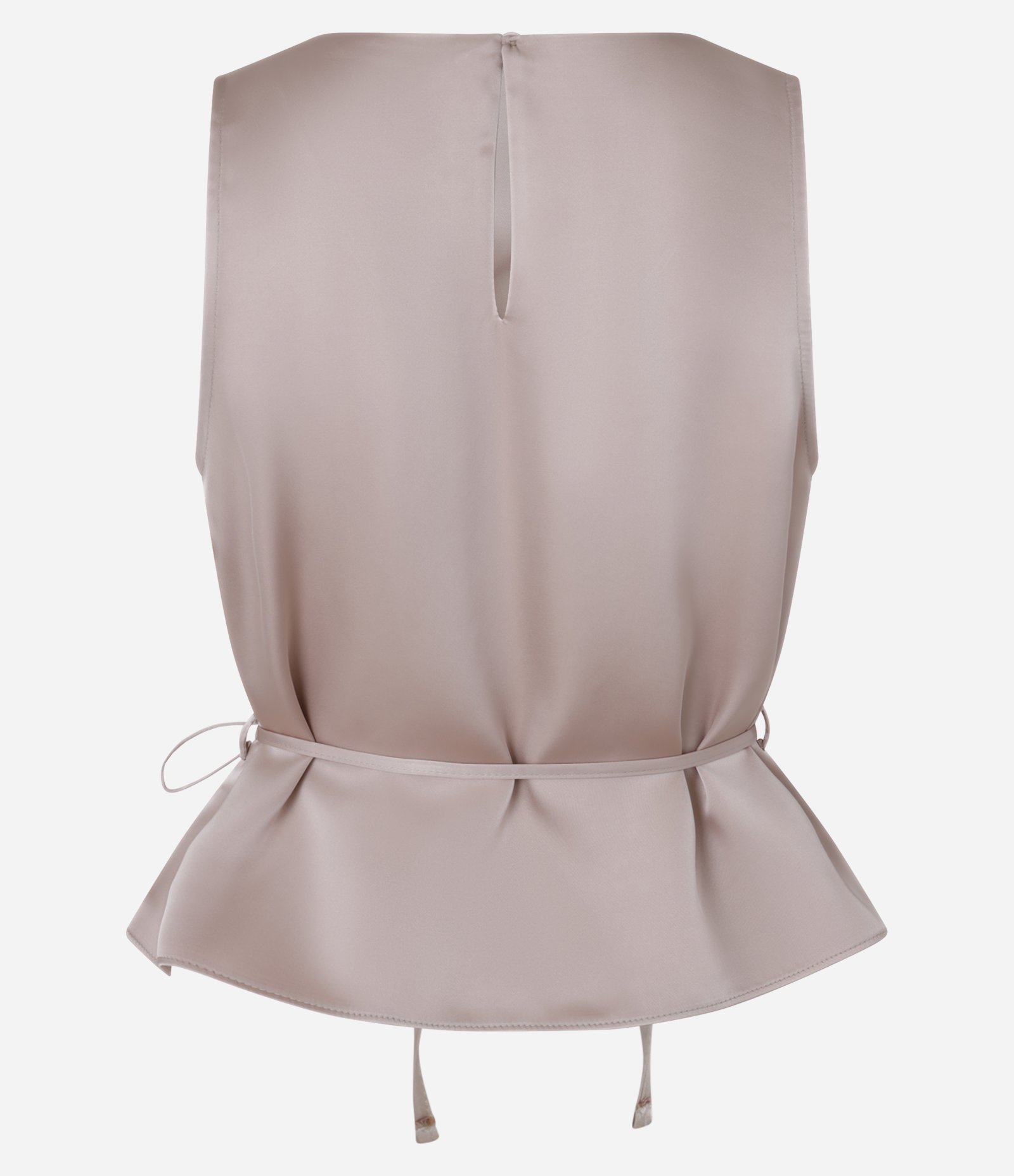 Blusa em Cetim com Gola Degagê e Amarração na Cintura Pêssego 6