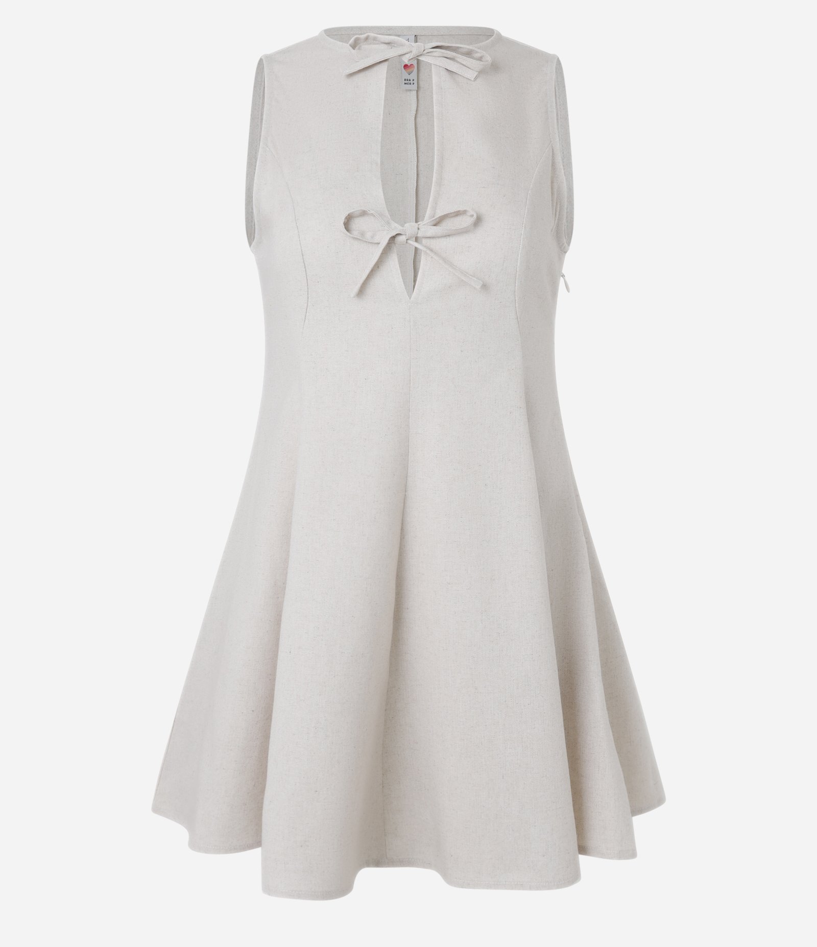 Vestido Curto em Alfaiataria Plissado com Amarrações no Decote Off White 4