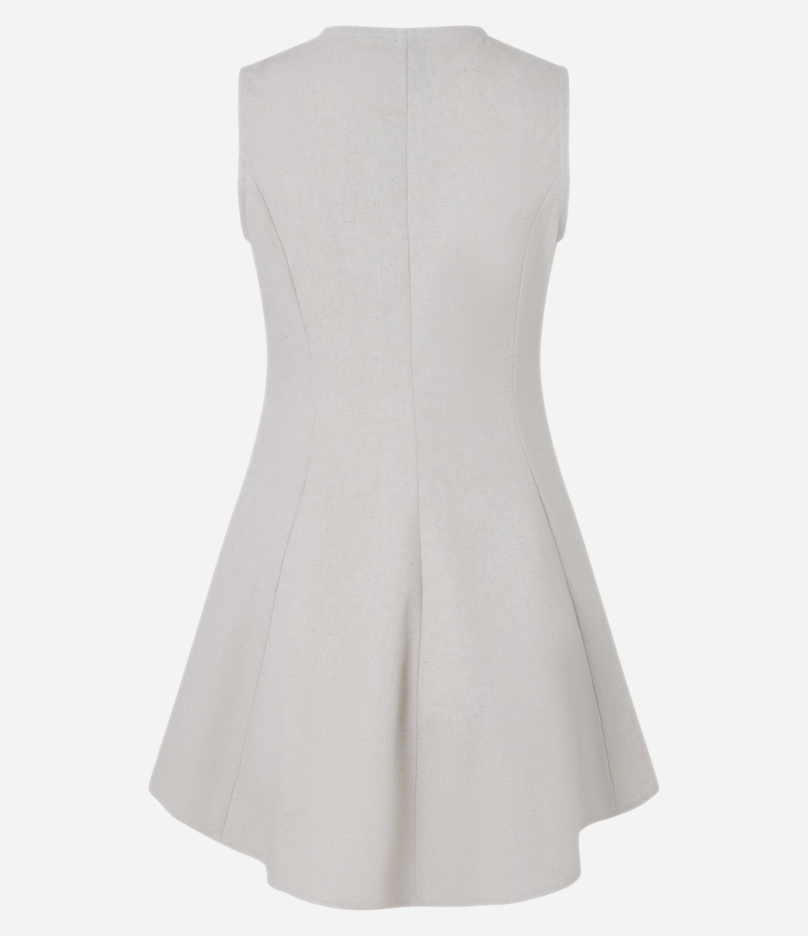 Vestido Curto em Alfaiataria Plissado com Amarrações no Decote Off White 5