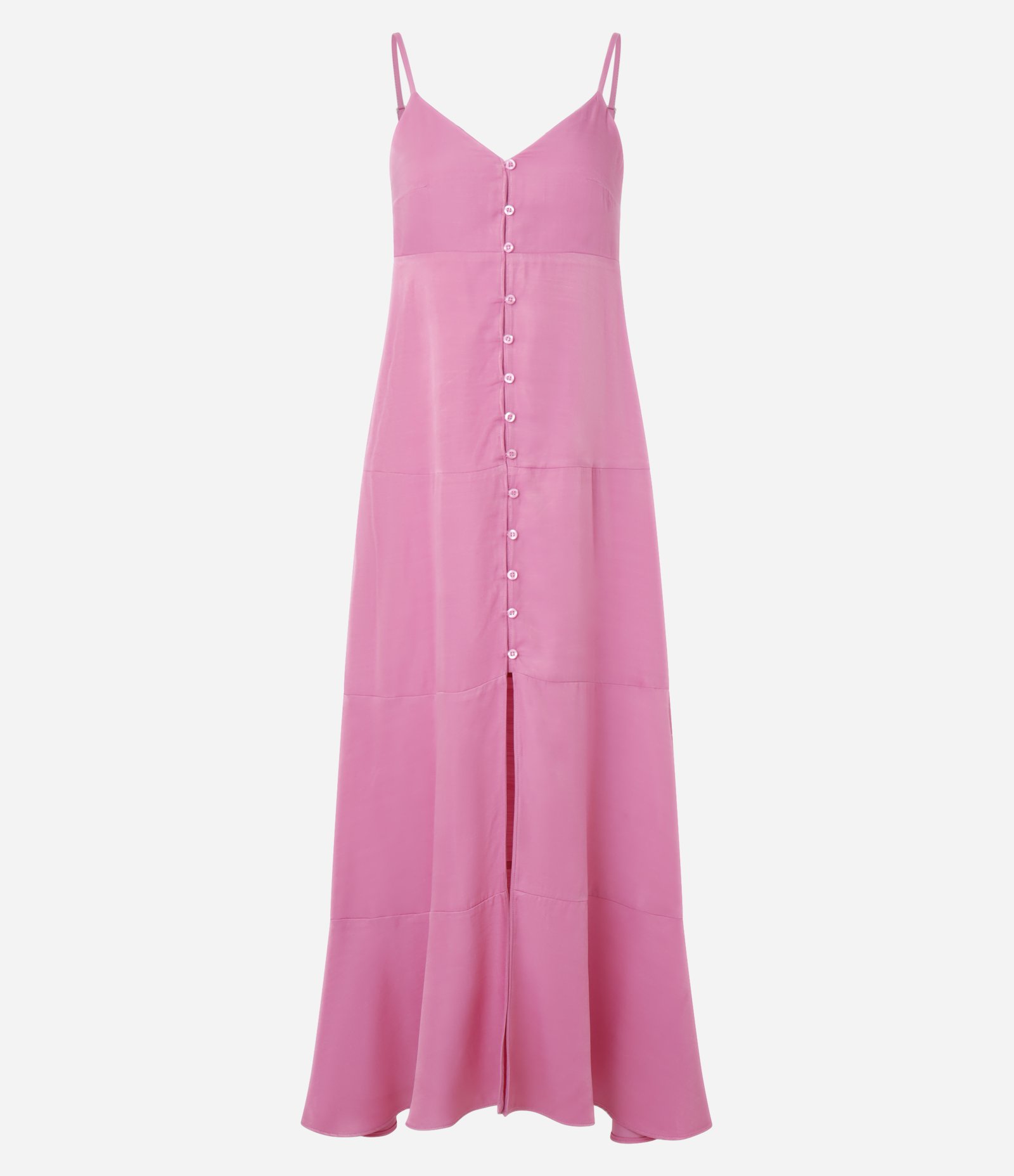 Vestido Longo Evasé com Fenda e Botões Frontais Rosa 5