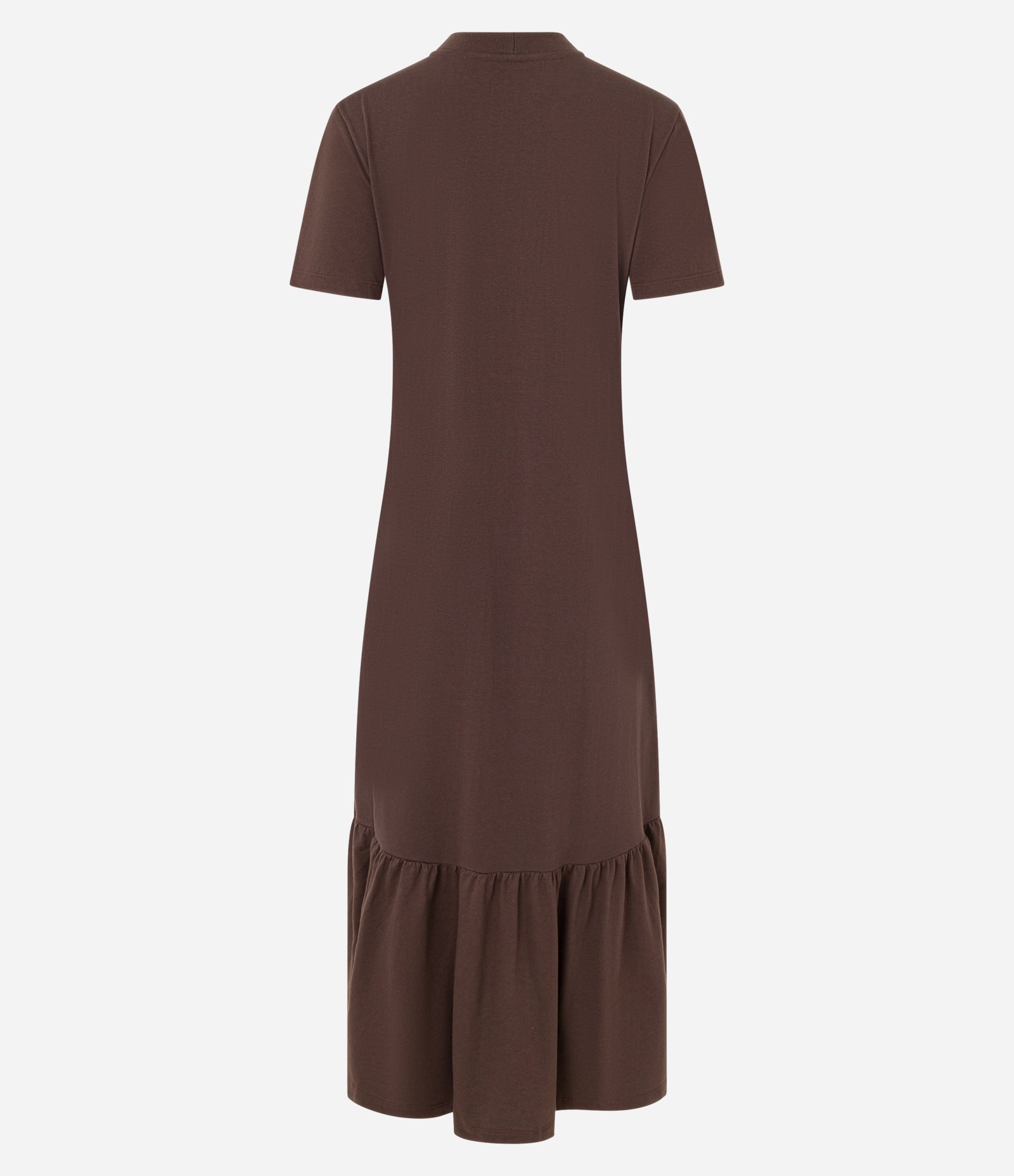 Vestido Long Midi em Algodão com Estampa Squeeze e Babado na Saia Marrom 6