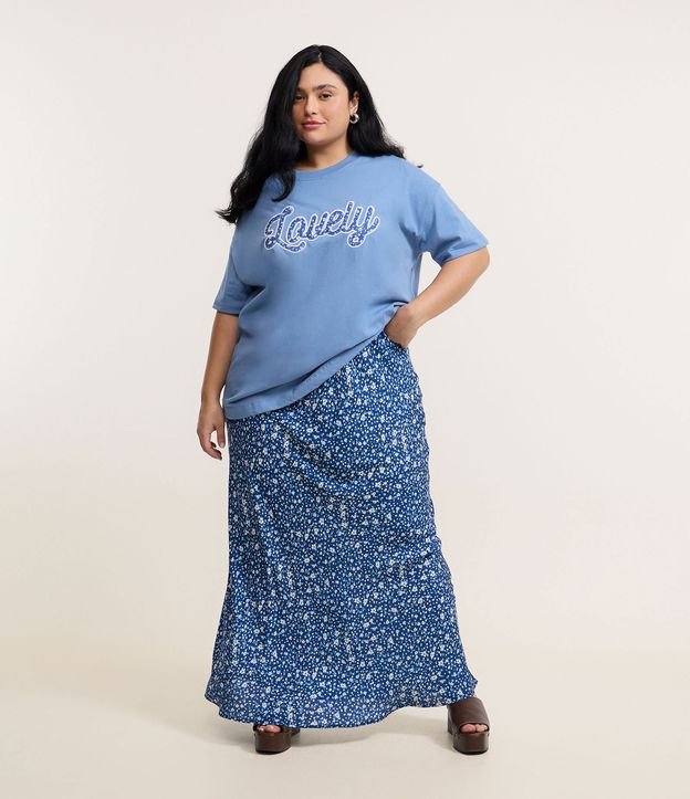 Saia Midi com Amarração no Cós Floral Curve & Plus Size