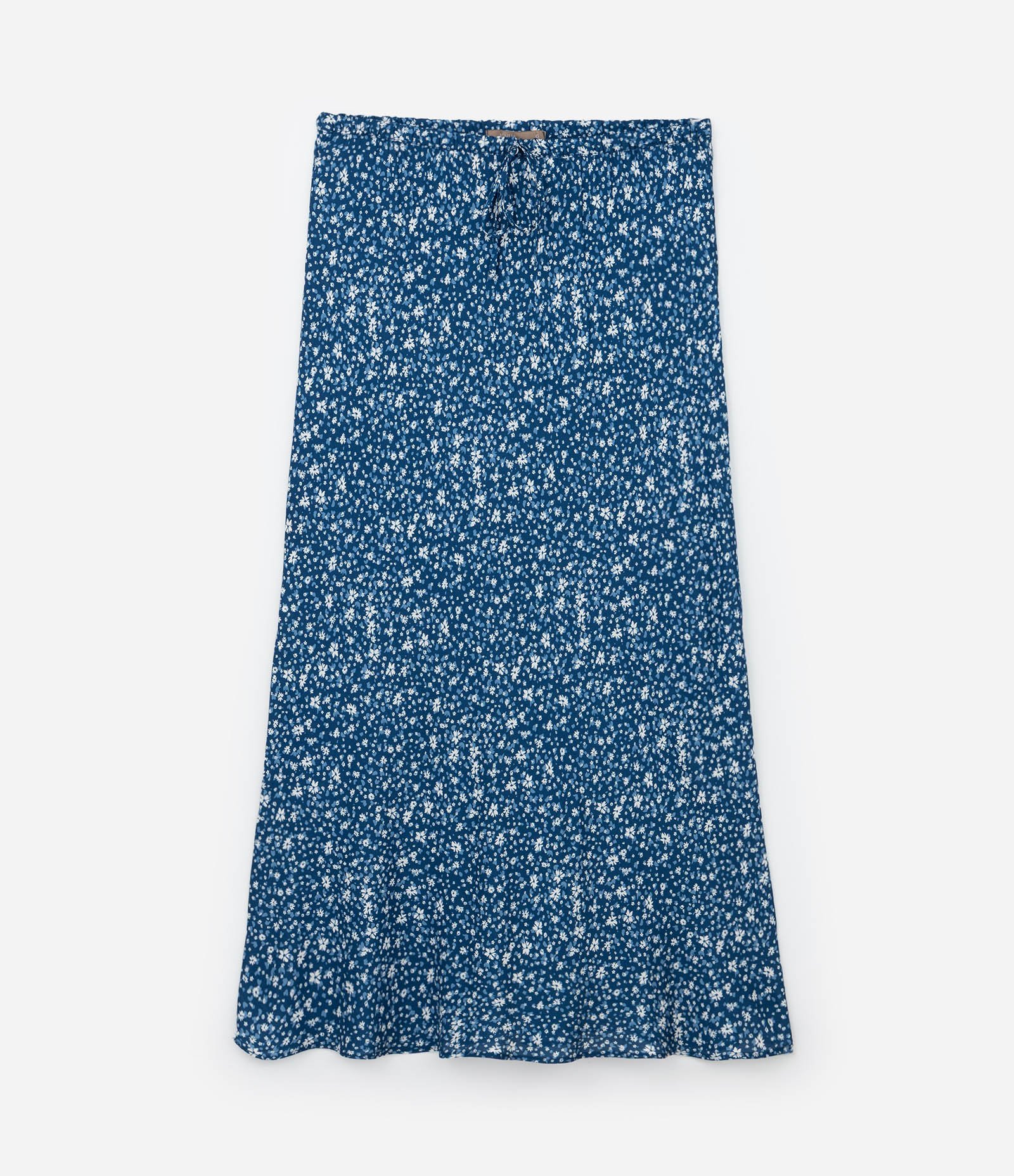 Saia Midi com Amarração no Cós Floral Curve & Plus Size Azul 4