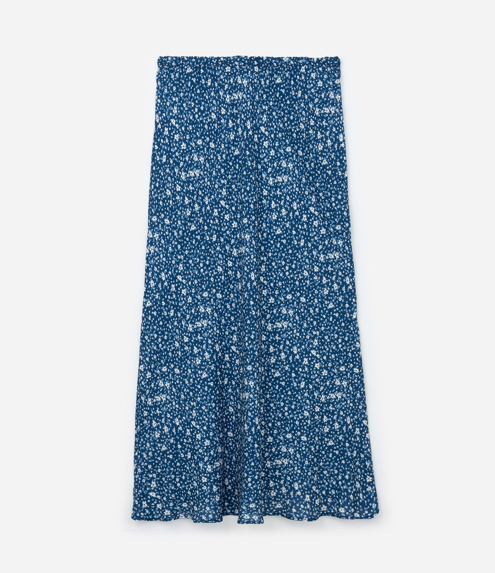 Saia Midi com Amarração no Cós Floral Curve & Plus Size Azul 5
