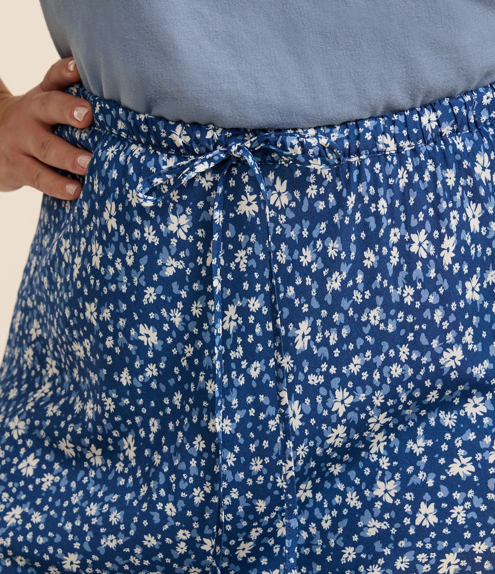 Saia Midi com Amarração no Cós Floral Curve & Plus Size Azul 3