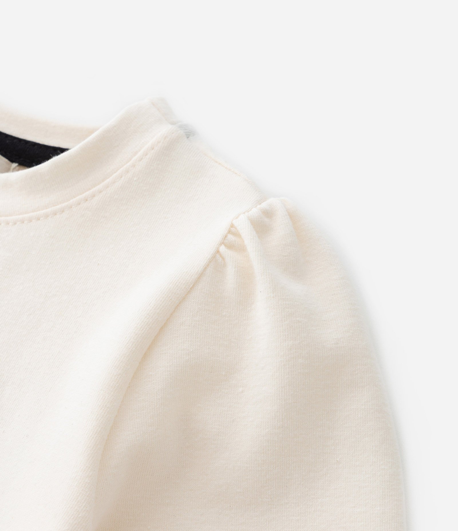 Blusa Infantil com Manga Bufante e Estampa Coração - Tam 1 a 6 Anos Bege 3