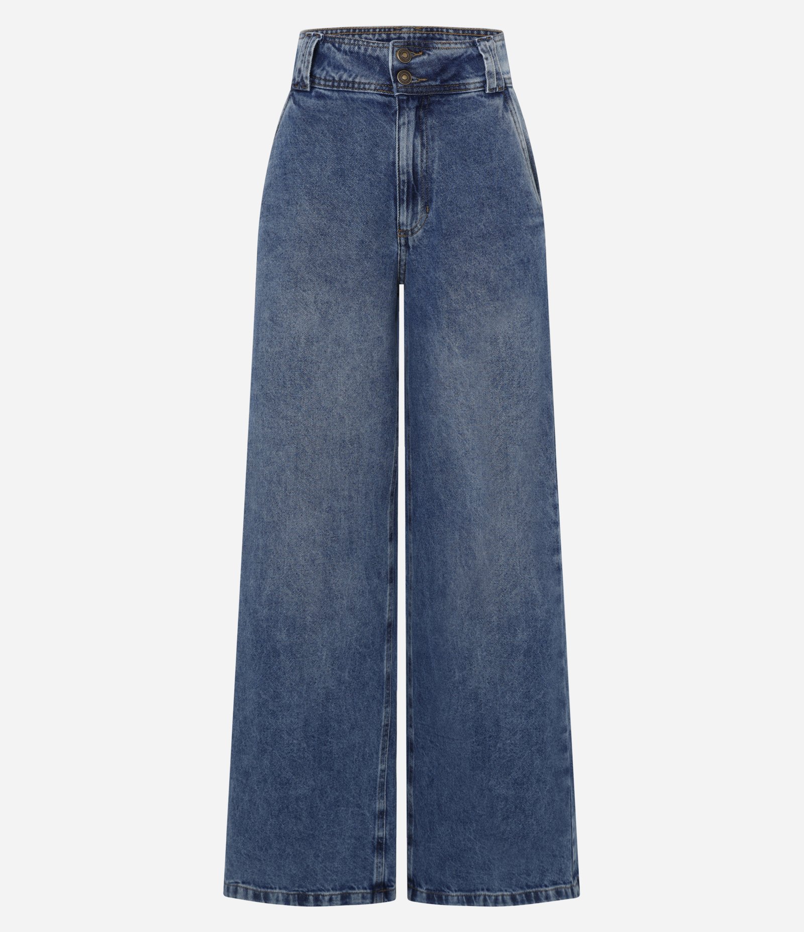 Calça Wide Leg em Jeans Destroyer e Bolsos Faca Azul 5