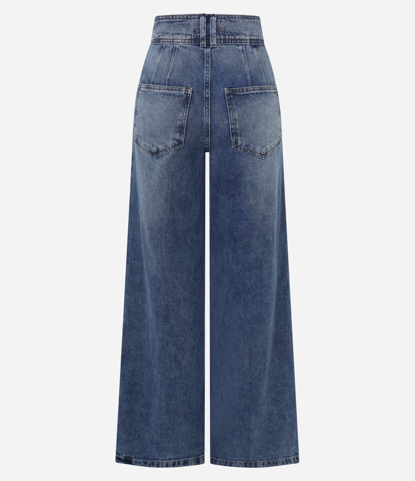 Calça Wide Leg em Jeans Destroyer e Bolsos Faca Azul 6