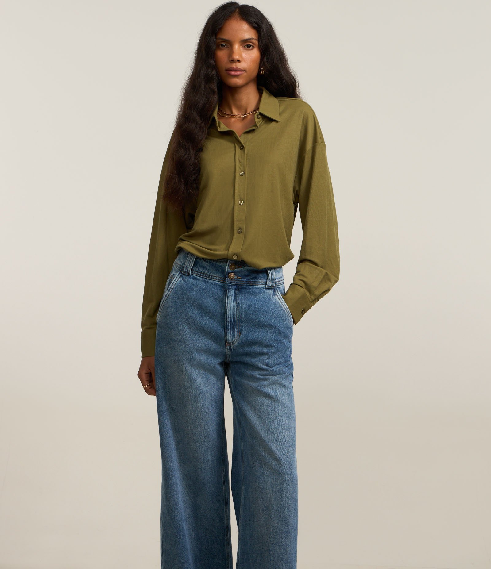 Calça Wide Leg em Jeans Destroyer e Bolsos Faca Azul 2