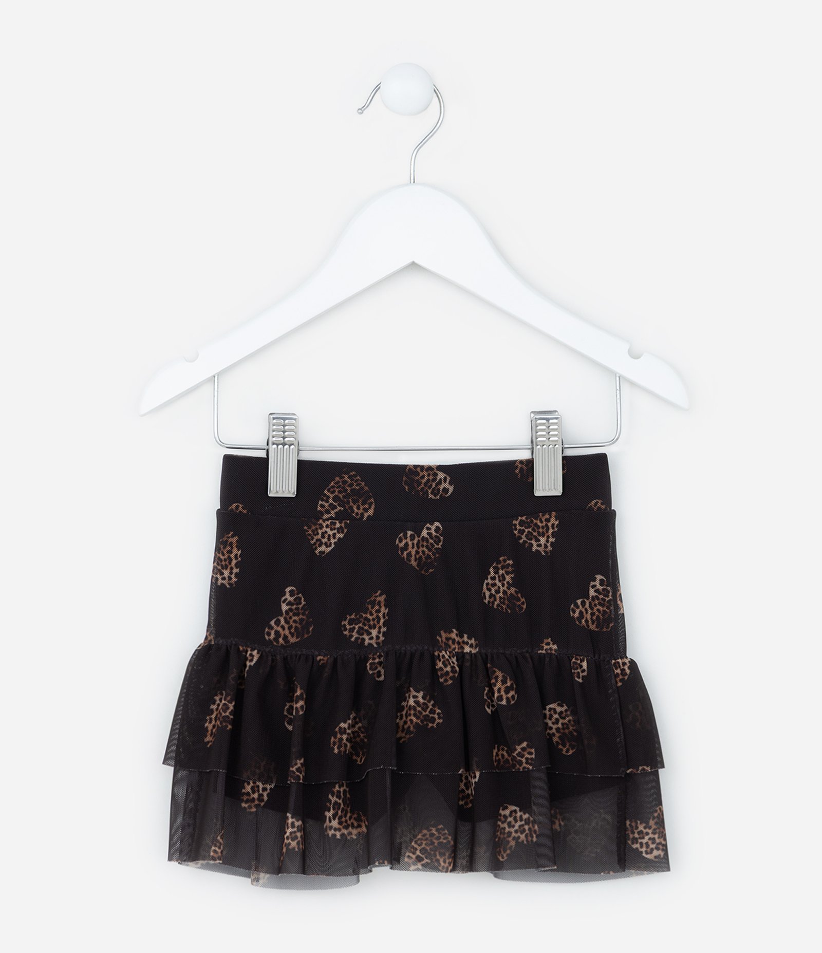 Short Saia Infantil em Tule com Babadinhos - Tam 1 a 6 Anos Preto 1
