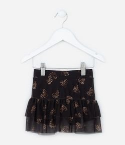 Short Saia Infantil em Tule com Babadinhos - Tam 1 a 6 Anos