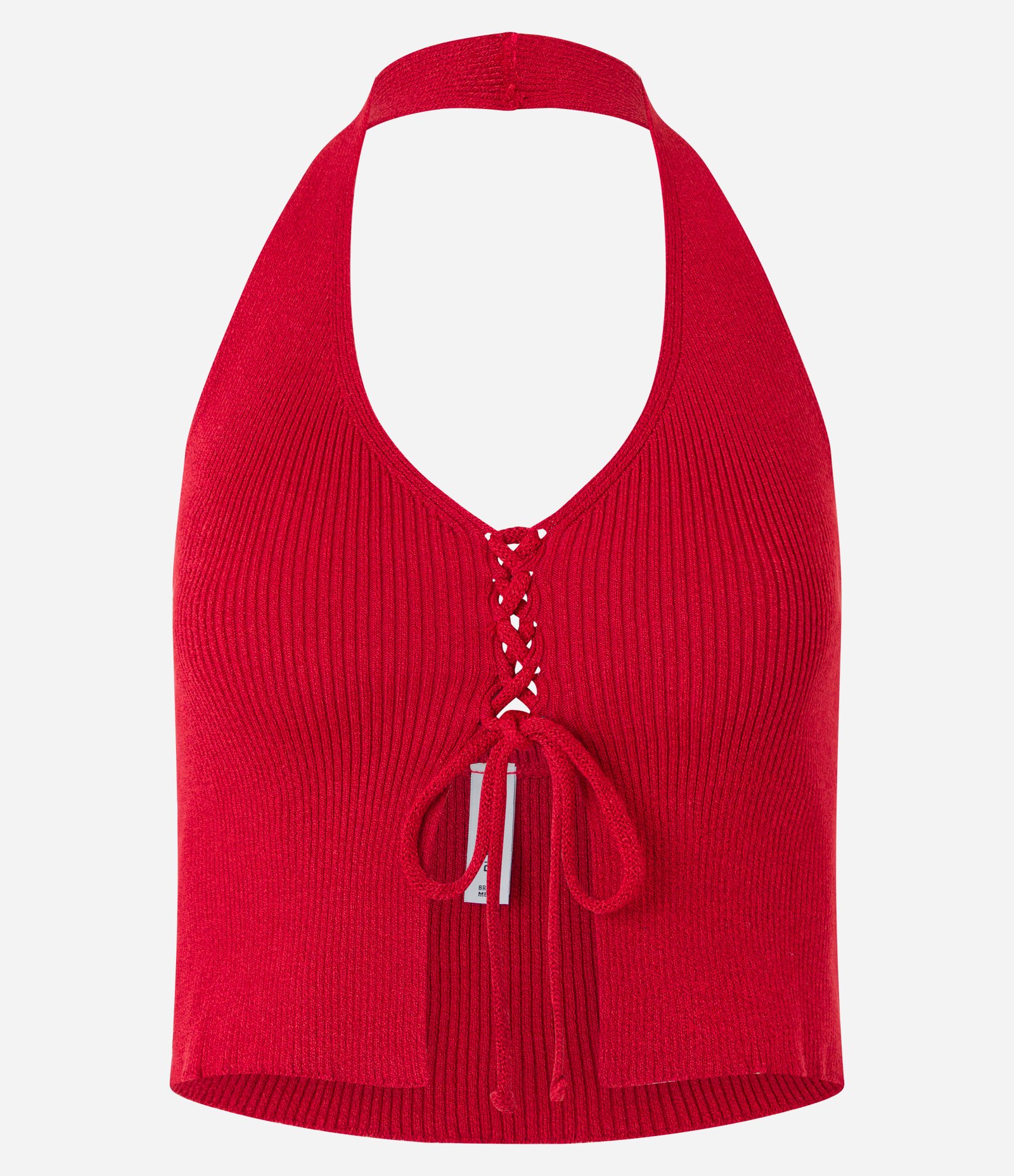 Blusa Cropped em Tricô Frente Única com Amarração Frontal Vermelho 4