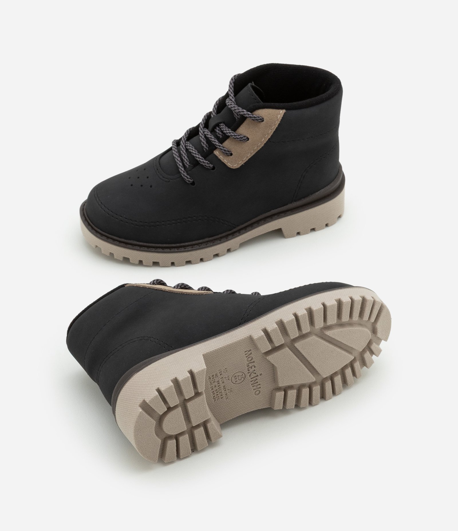 Bota Coturno Infantil em PU com Recortes Molekinho - Tam 20 ao 26 Preto 5