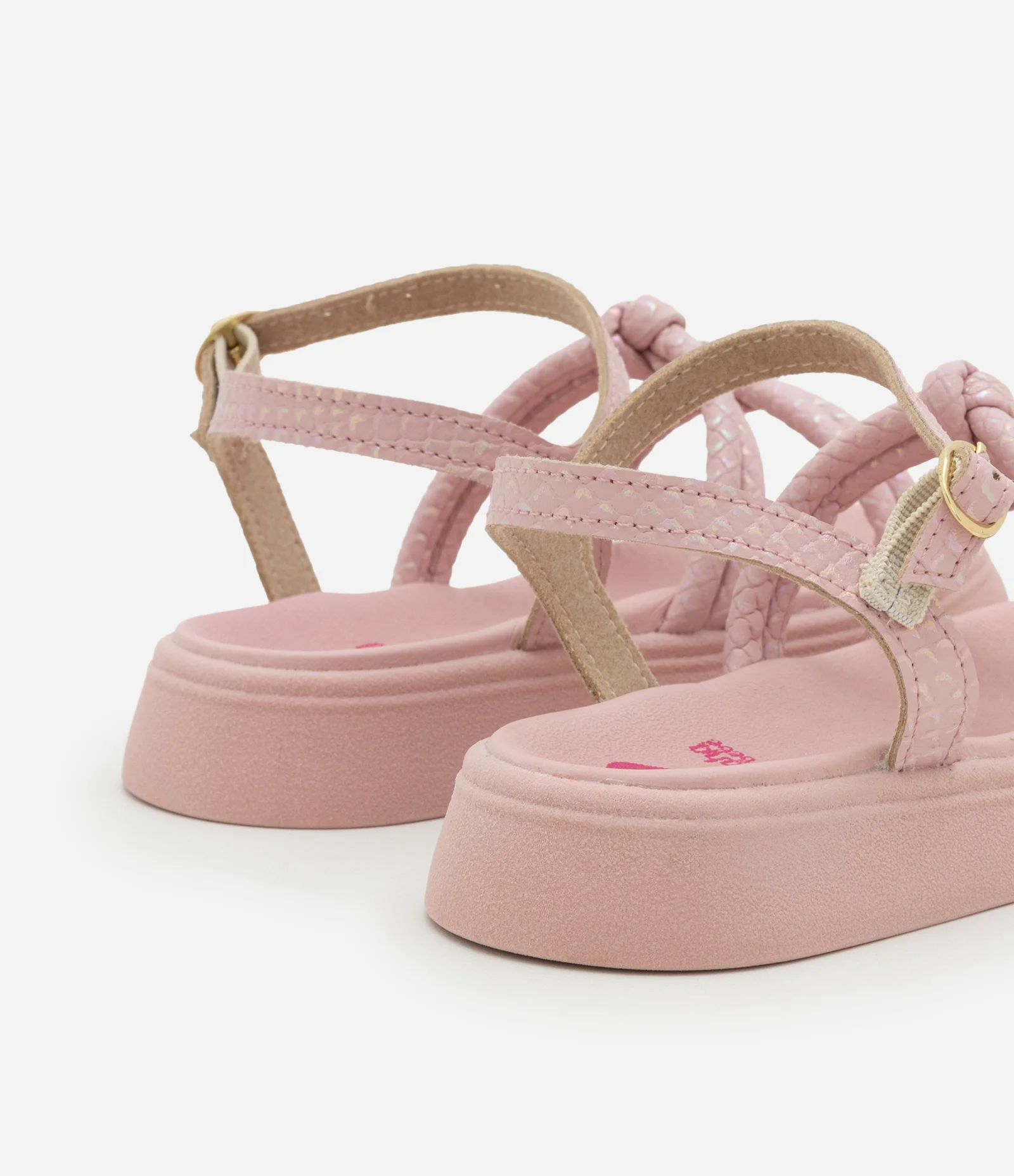 Sandália Flatform Infantil com Tirinhas Texturizadas e Nó - Tam 20 a 25 Rosa 2