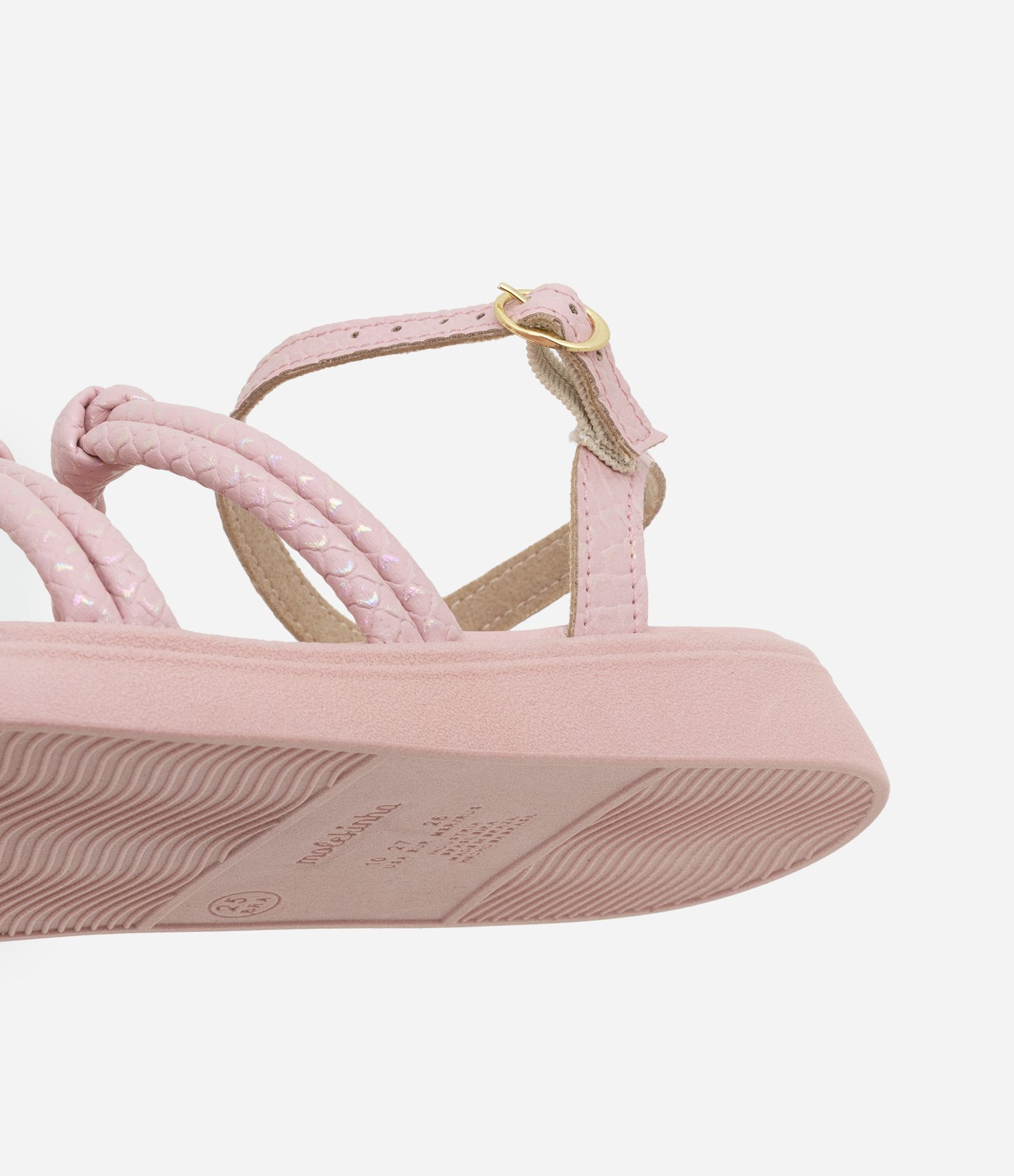 Sandália Flatform Infantil com Tirinhas Texturizadas e Nó - Tam 20 a 25 Rosa 4