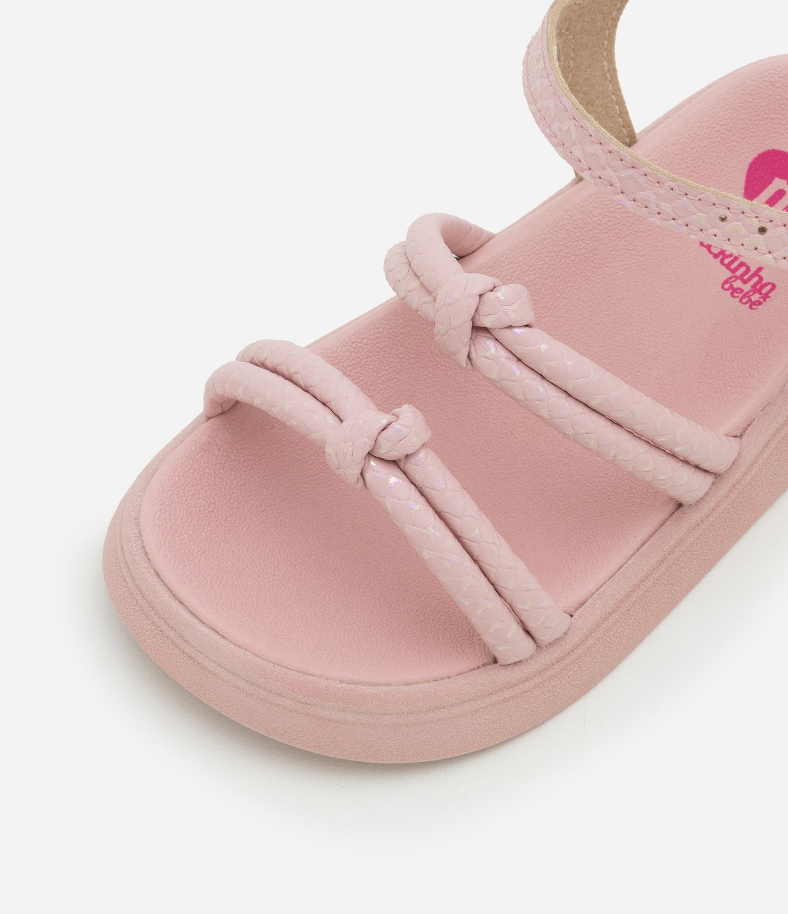 Sandália Flatform Infantil com Tirinhas Texturizadas e Nó - Tam 20 a 25 Rosa 5