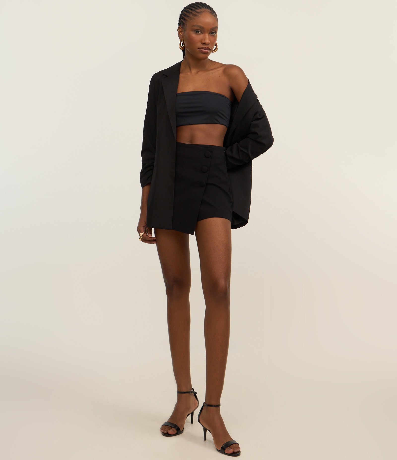 Top Faixa Super Cropped em Poliamida Preto 2