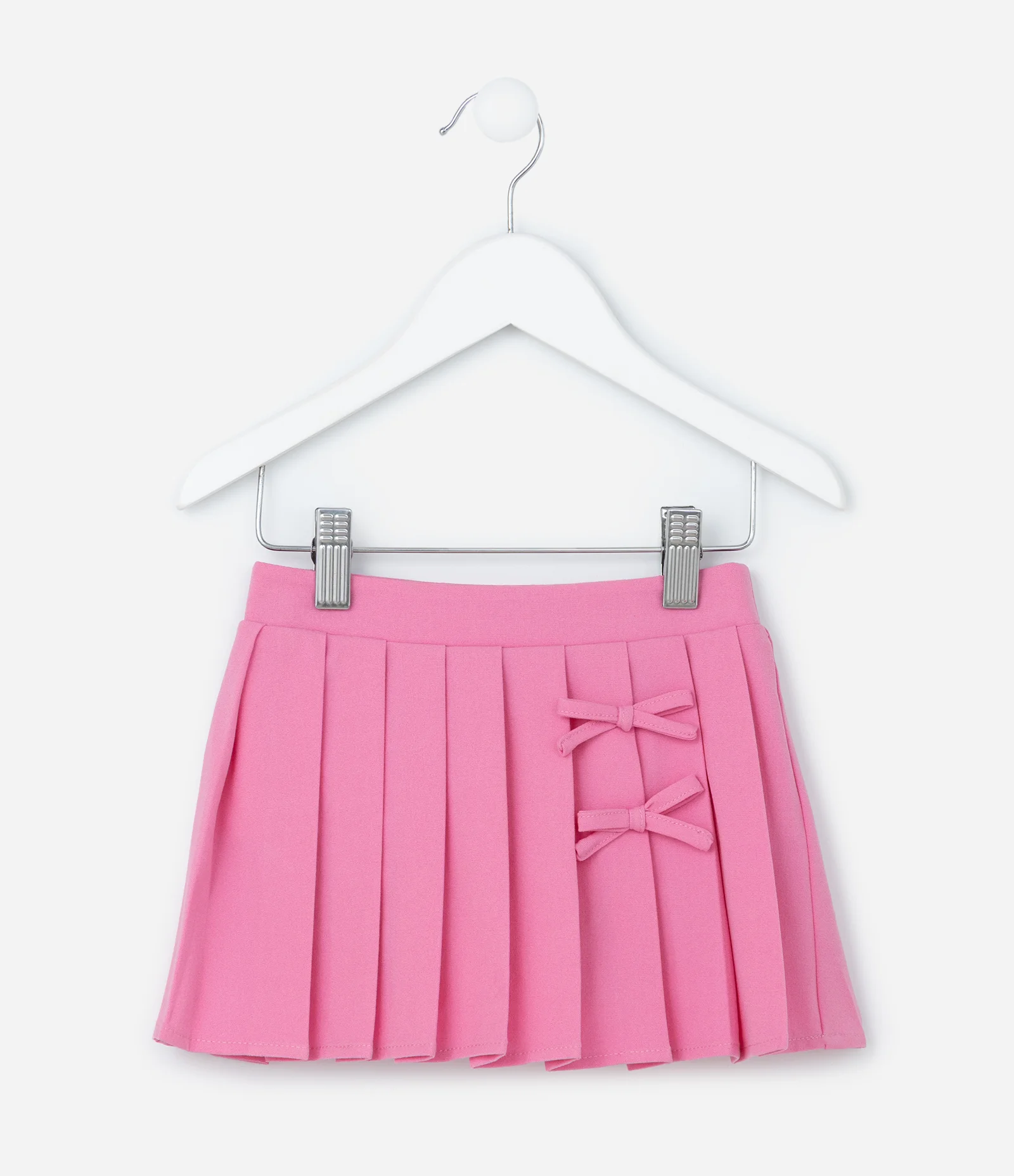 Saia Infantil Plissada em Crepe com Lacinhos - Tam  1 a 6 Anos Rosa 1