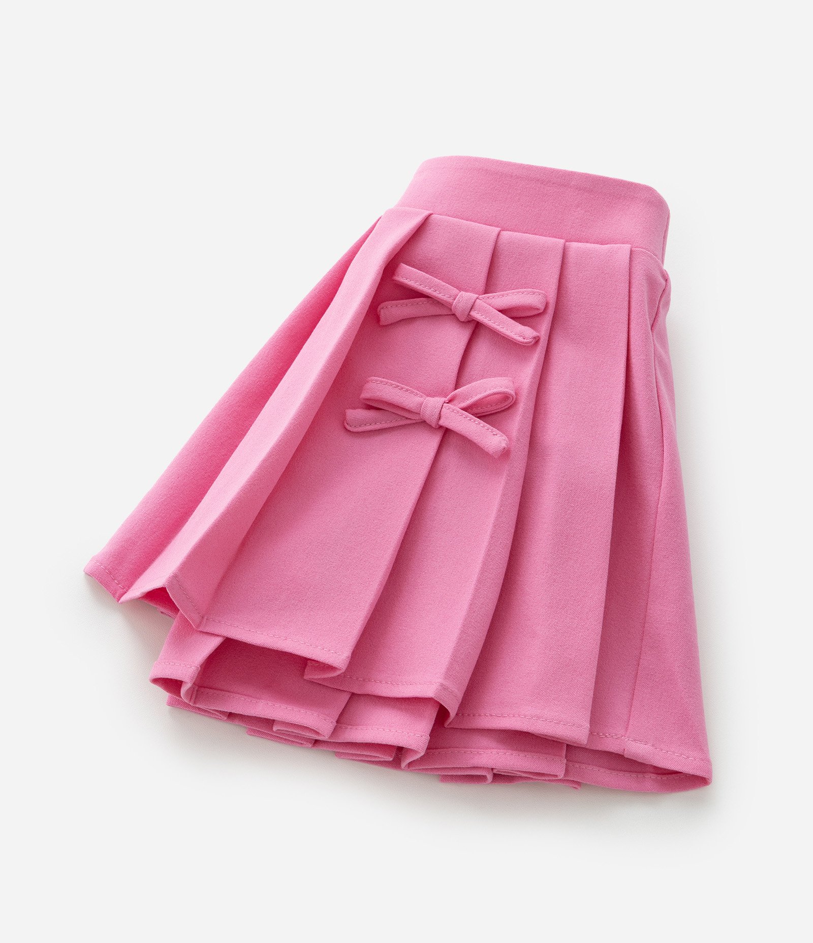 Saia Infantil Plissada em Crepe com Lacinhos - Tam  1 a 6 Anos Rosa 4