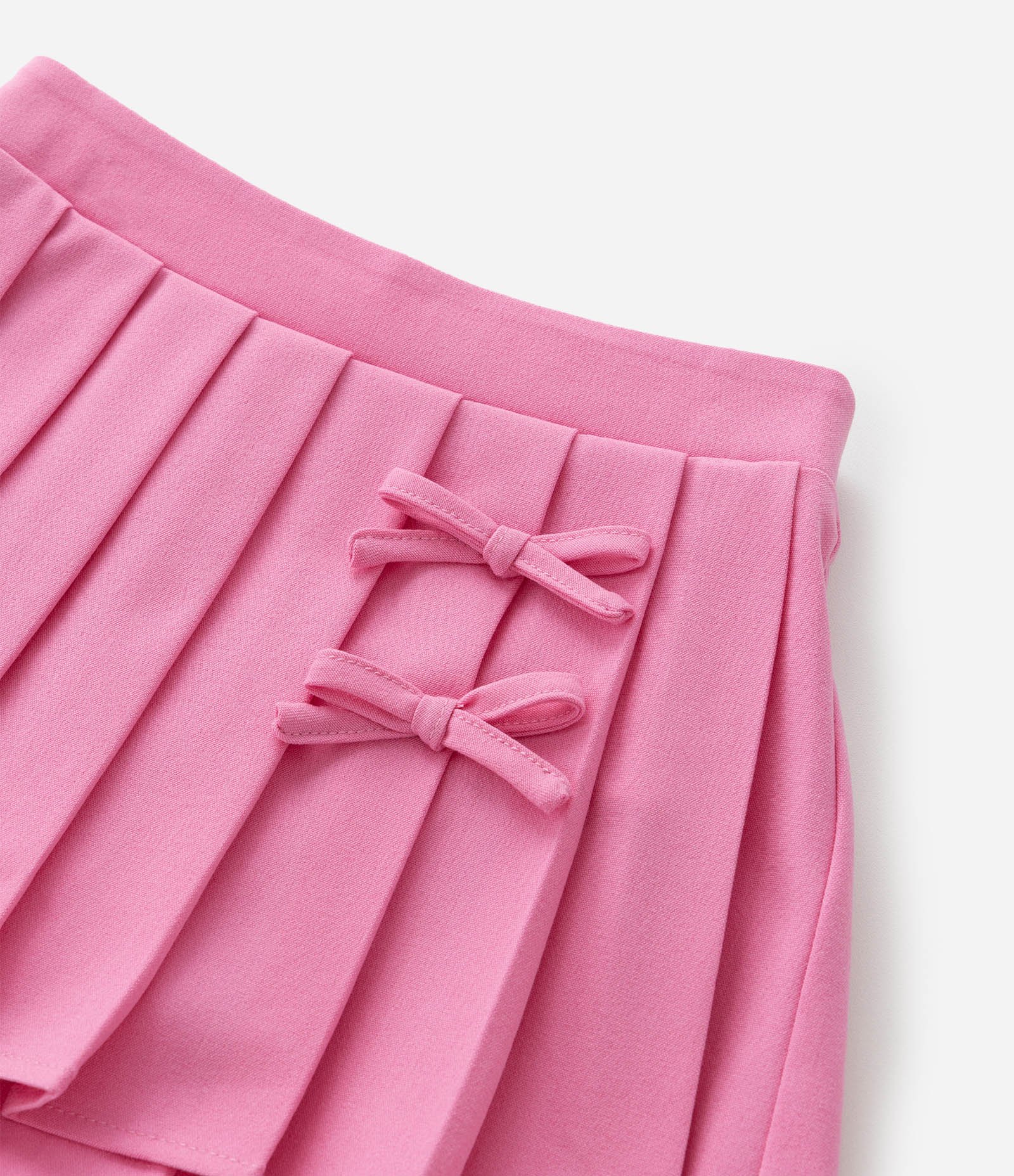 Saia Infantil Plissada em Crepe com Lacinhos - Tam  1 a 6 Anos Rosa 5