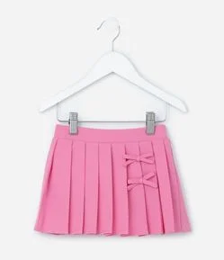 Saia Infantil Plissada em Crepe com Lacinhos - Tam  1 a 6 Anos