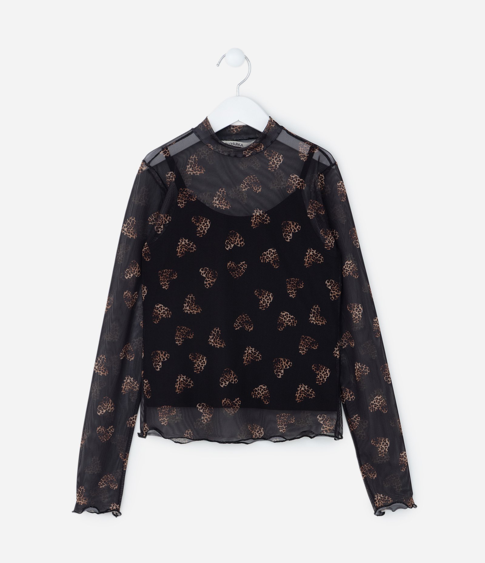 Blusa Infantil em Tule com Sobreposição - Tam 5 a 14 Anos Preto 1