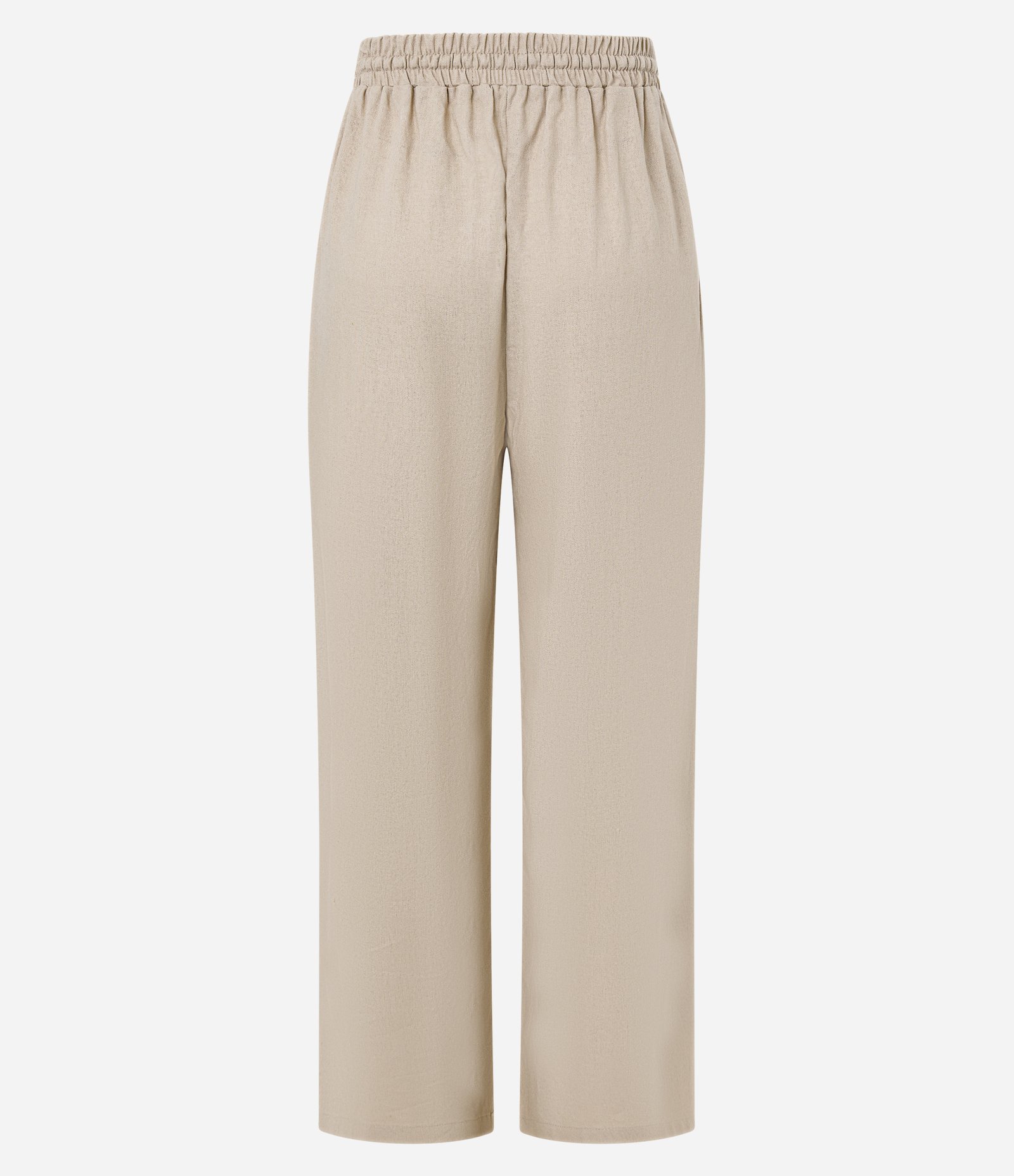 Calça Wide Leg em Viscolinho com Cós Elástico Bege 6