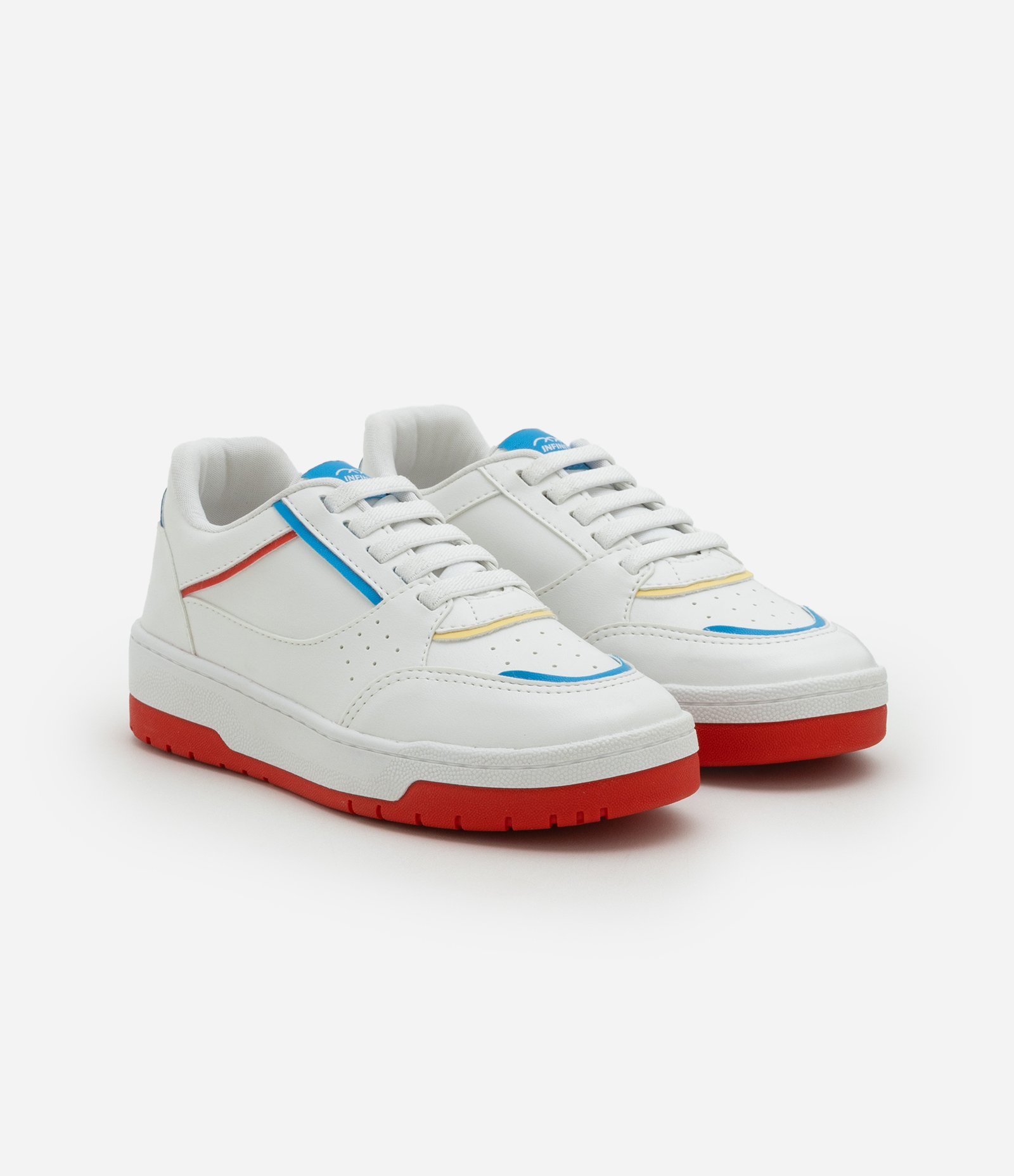 Tênis Infantil com Recortes Contrastantes - Tam 28 ao 36 Branco/Vermelho 1