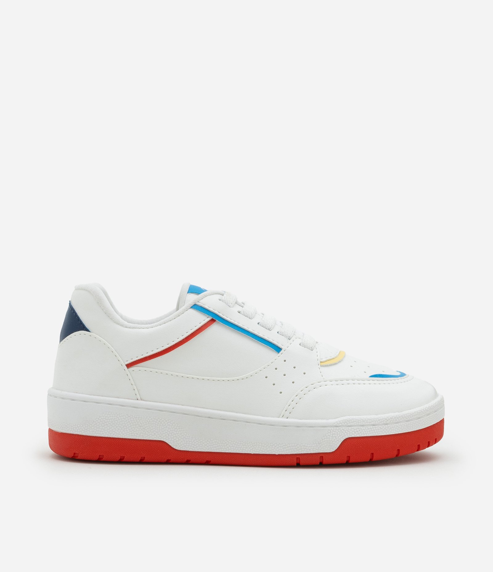 Tênis Infantil com Recortes Contrastantes - Tam 28 ao 36 Branco/Vermelho 5