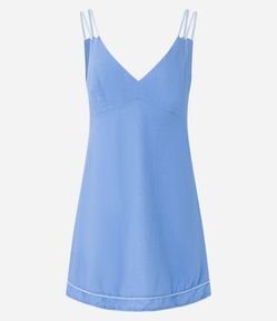 Vestido Curto em Viscose e Linho com Alças de Corda