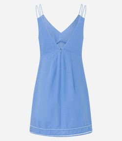 Vestido Curto em Viscose e Linho com Alças de Corda