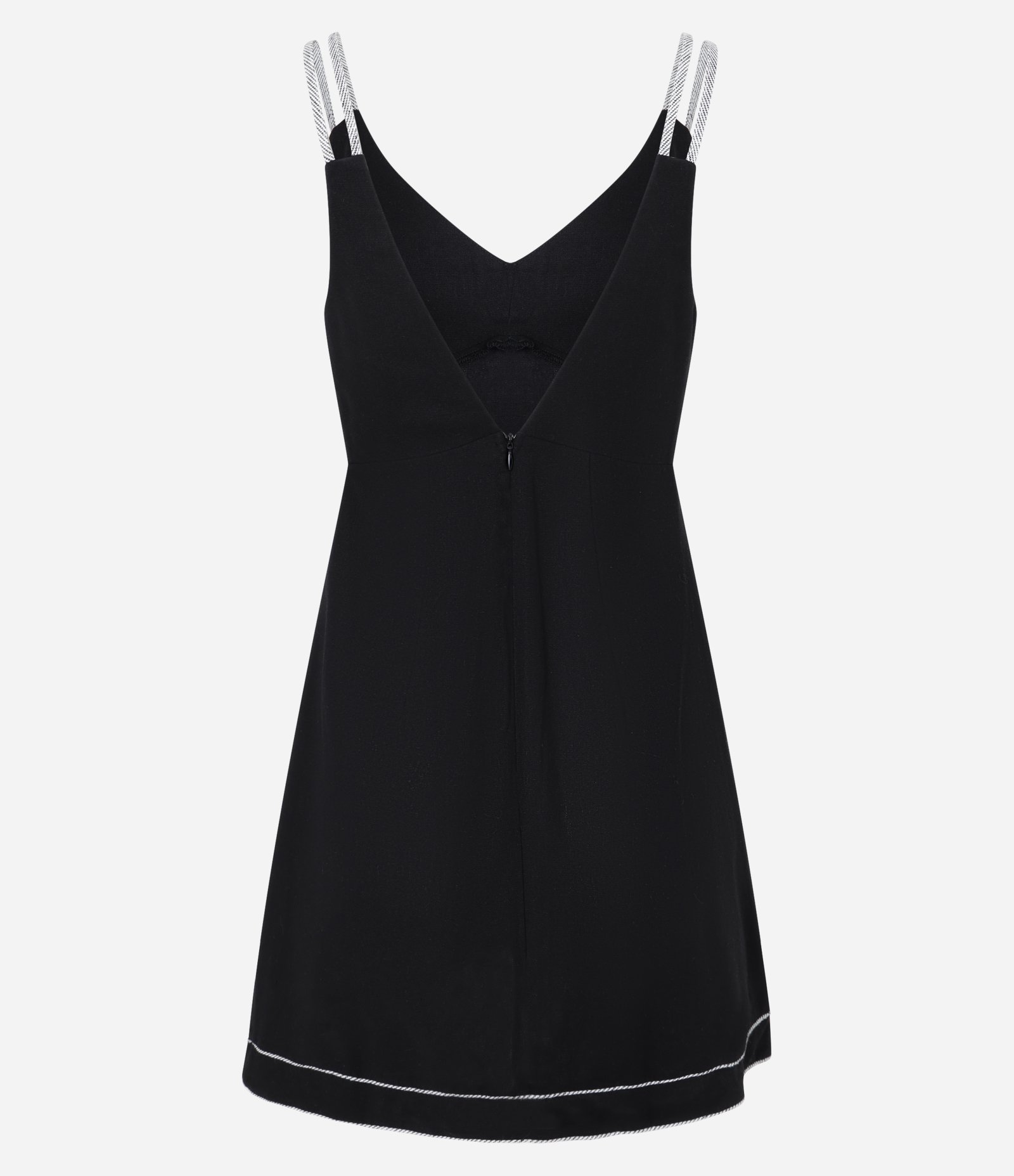 Vestido Curto em Viscose e Linho com Alças de Corda Preto 6