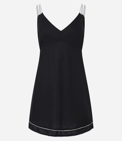 Vestido Curto em Viscose e Linho com Alças de Corda