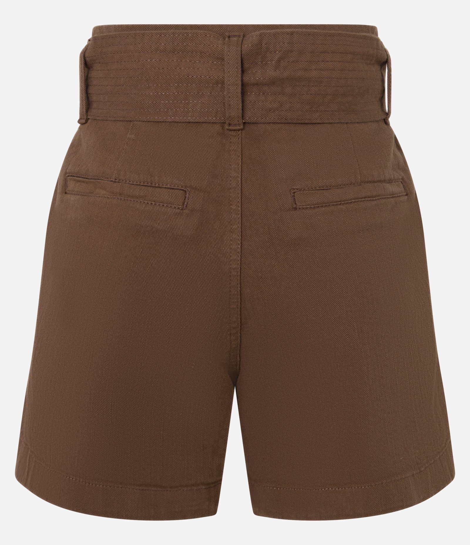 Short Curto em Sarja com Elastano e Cinto Faixa Marrom 6