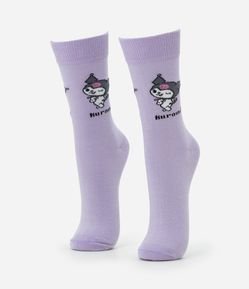 Meia Cano Alto em Algodão com Estampa Kuromi