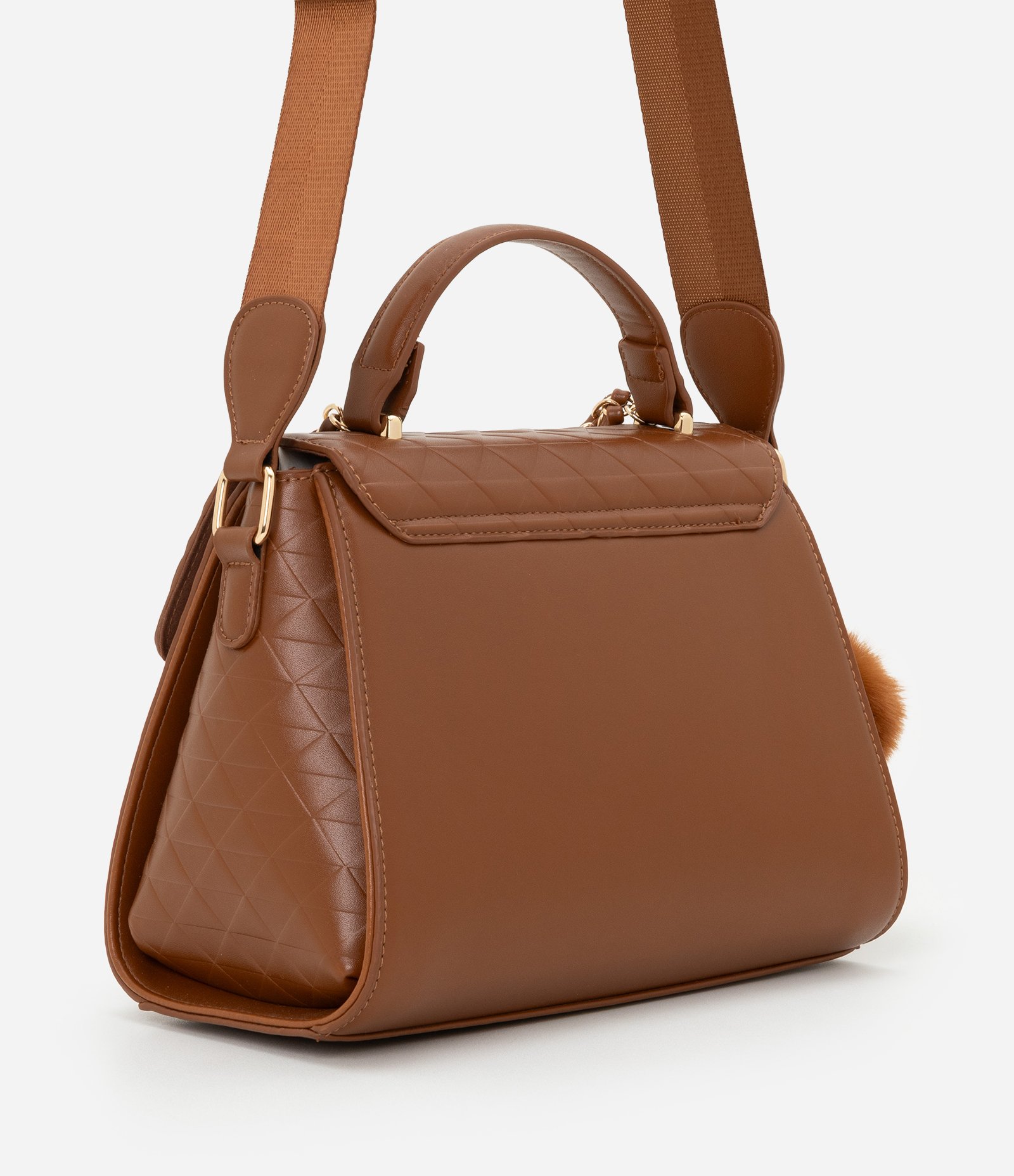 Bolsa Transversal Estruturada com Alça de Corrente Marrom 3