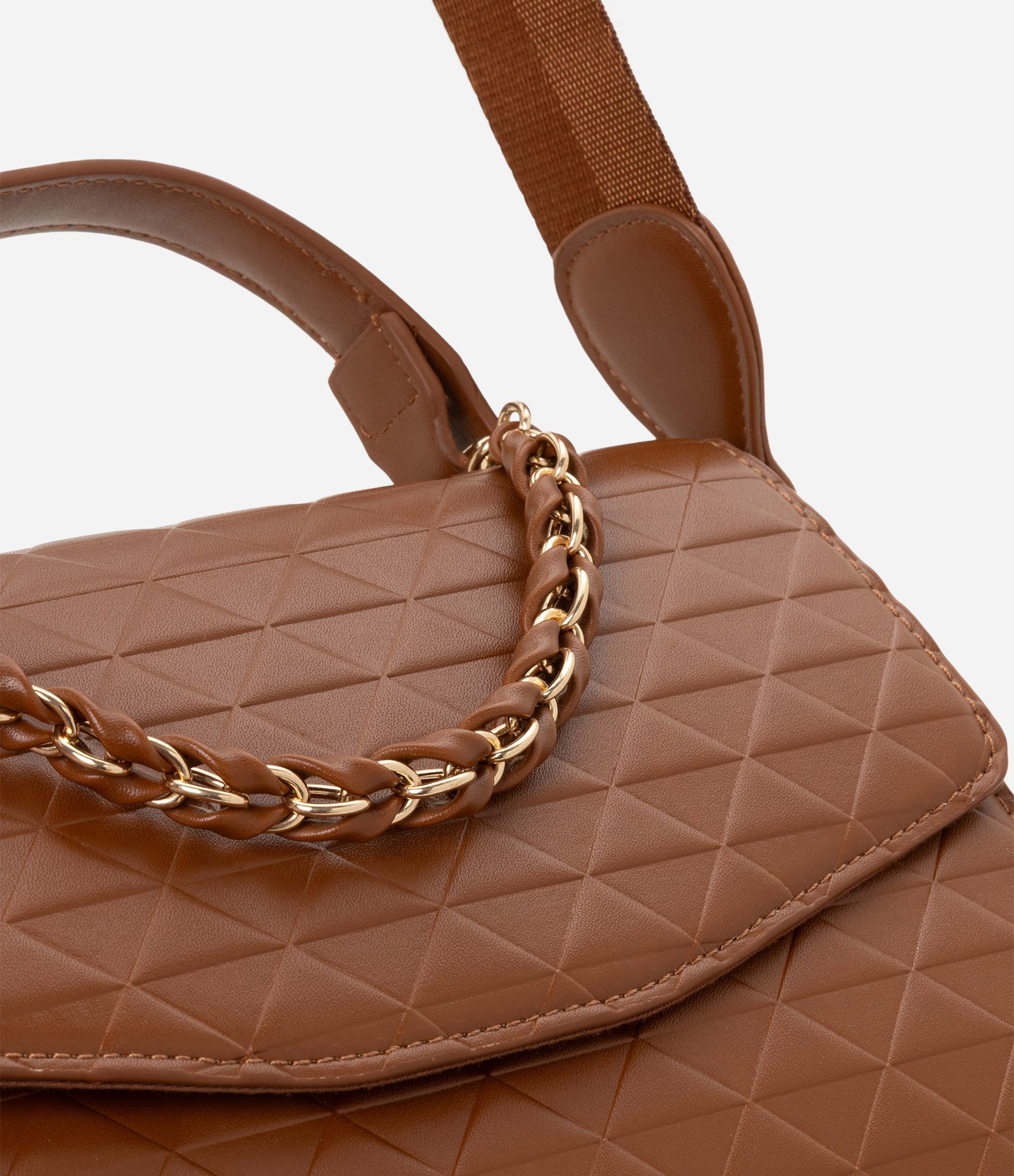 Bolsa Transversal Estruturada com Alça de Corrente Marrom 4
