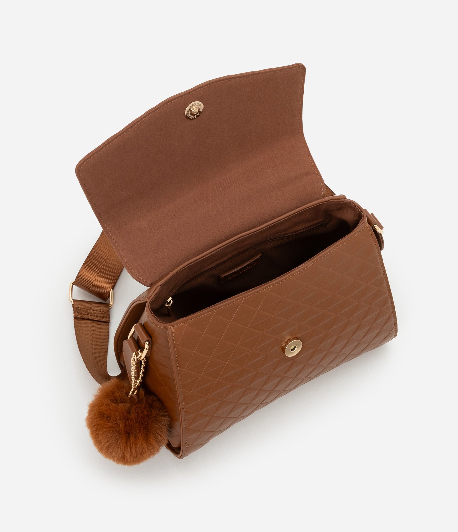 Bolsa Transversal Estruturada com Alça de Corrente Marrom 5