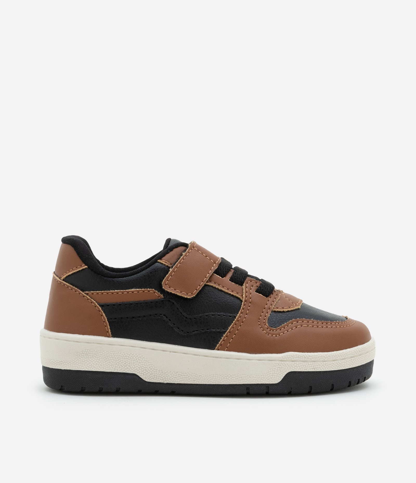 Tênis Infantil com Recortes e Velcro - Tam 22 a 27 Marrom/Preto 6