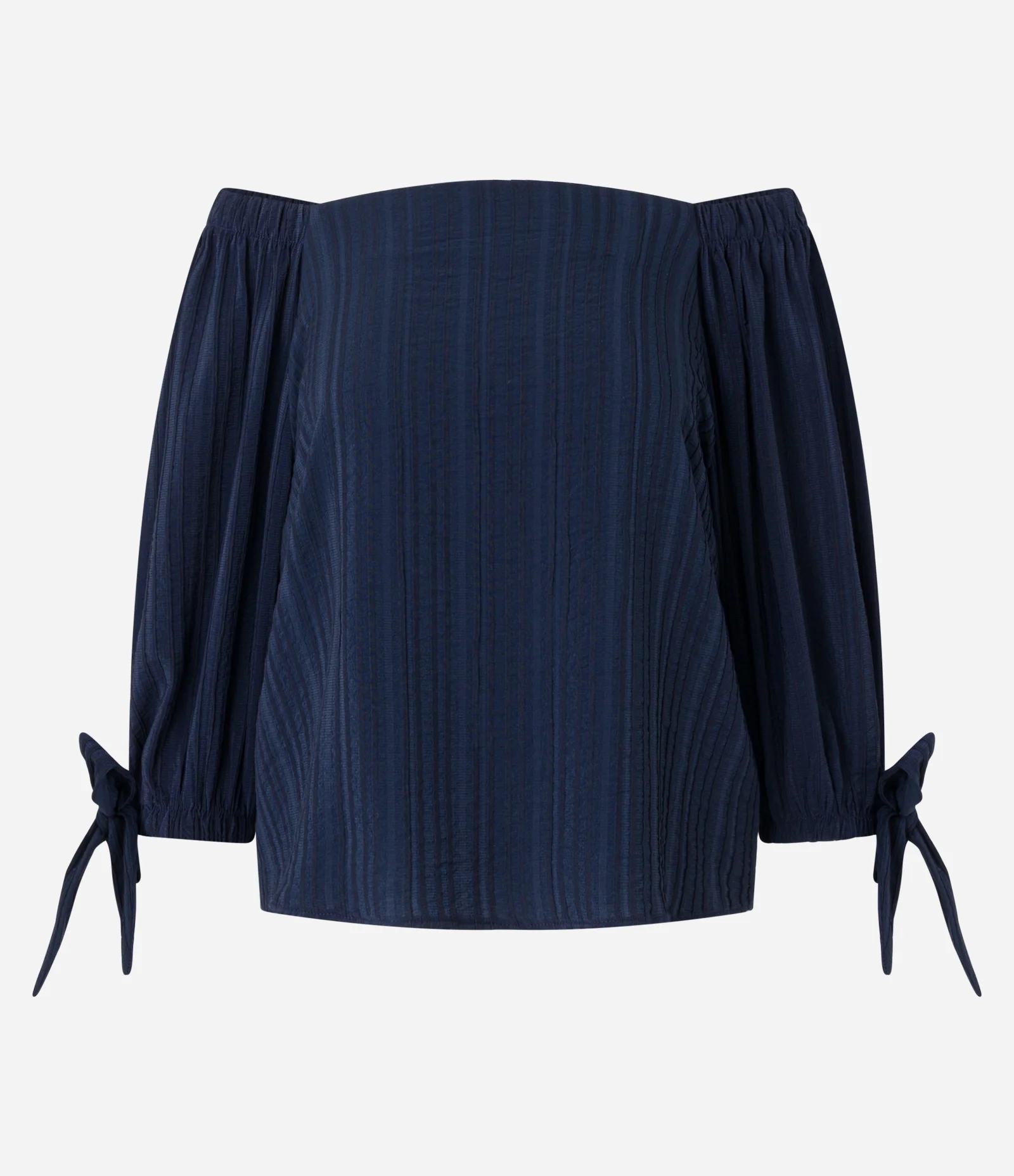 Blusa em Viscose com Decote Quadrado e Manga 3/4 com Amarração nos Punhos Azul Marinho 6
