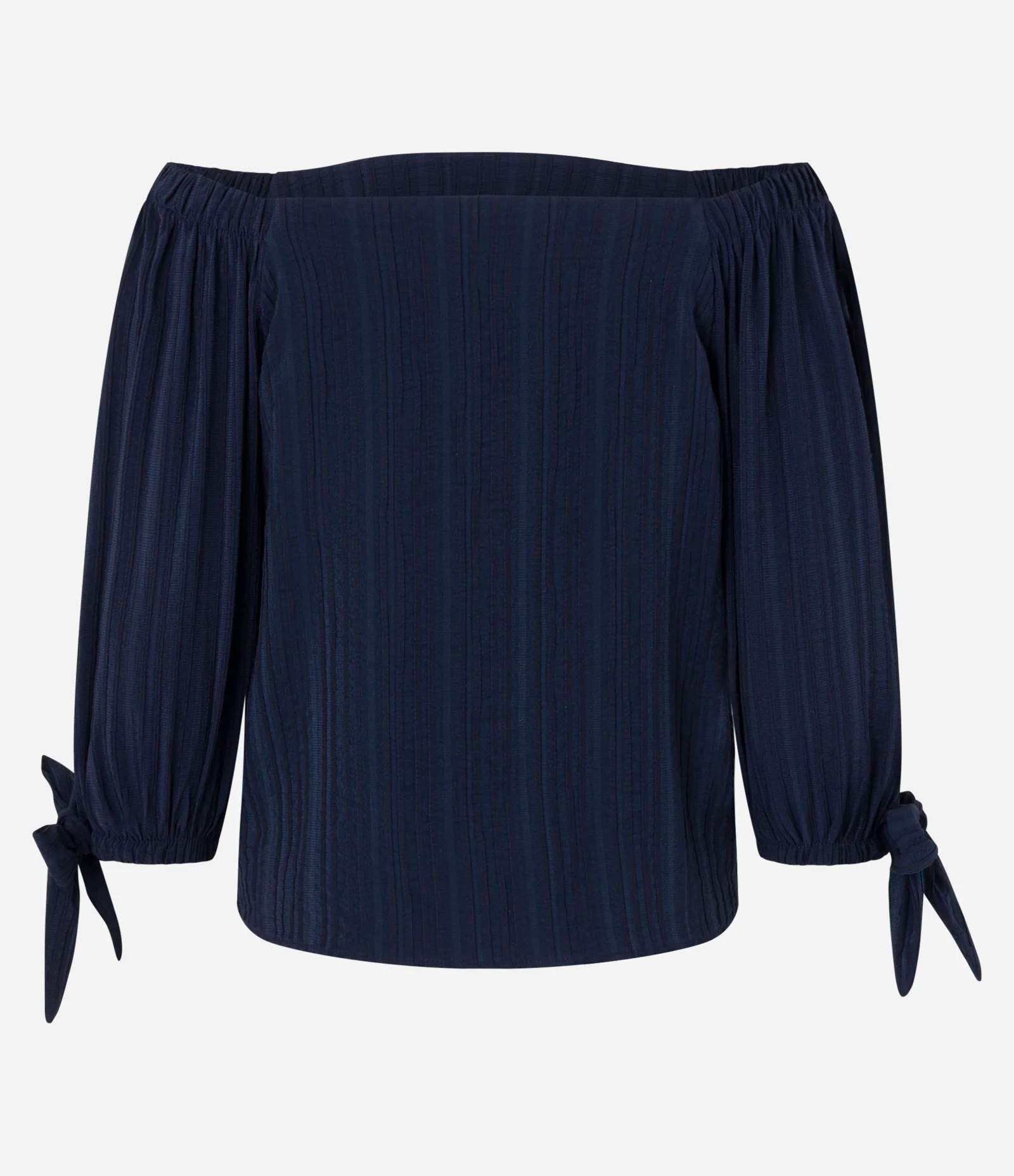 Blusa em Viscose com Decote Quadrado e Manga 3/4 com Amarração nos Punhos Azul Marinho 9