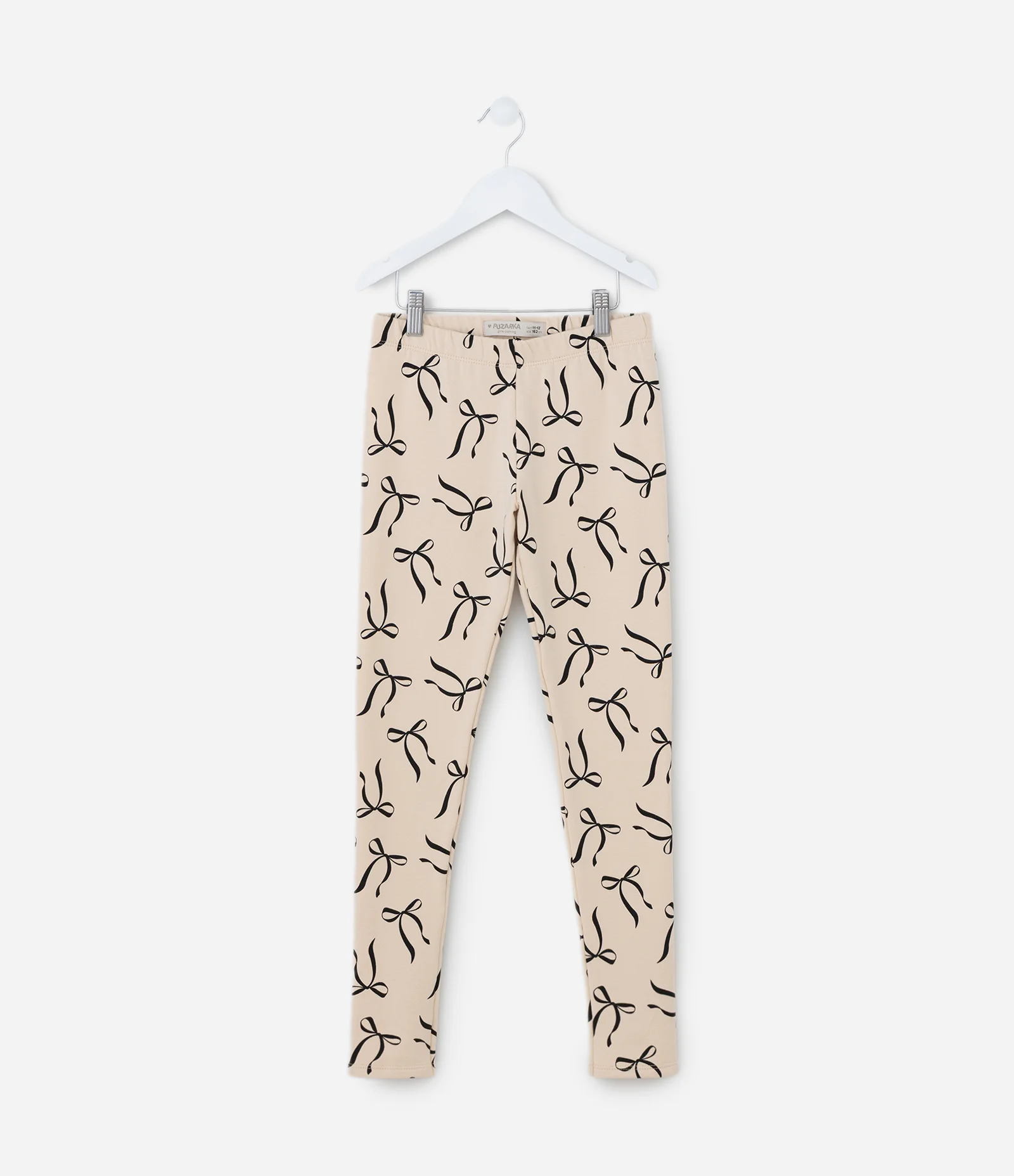 Calça Legging Infantil Quentinha com Estampa Laços - Tam 5 a 14 Anos Bege 1