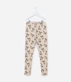 Calça Legging Infantil Quentinha com Estampa Laços - Tam 5 a 14 Anos