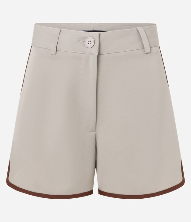 Short em Alfaiataria com Barra Contrastante e Passantes no Cós