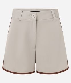 Short em Alfaiataria com Barra Contrastante e Passantes no Cós